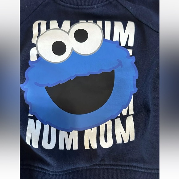 H&M Cookie Monster Sesame Street sweatshirt baby boy girl 6-9 months navy blue - Picture 2 of 5